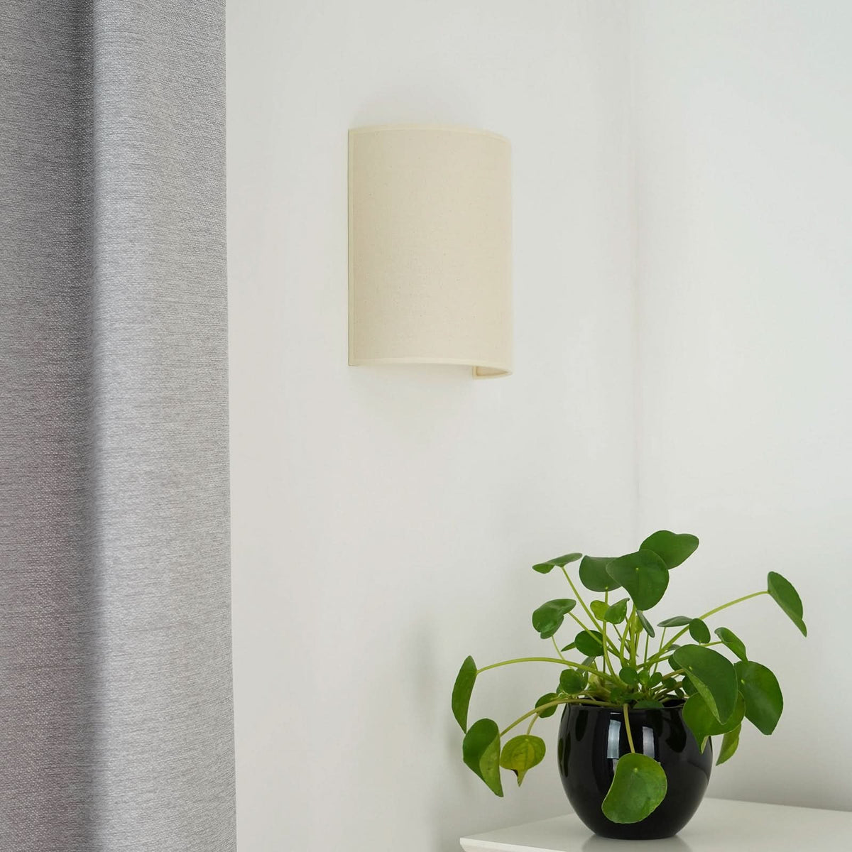 Applique murale Celine en tissu, beige structuré, hauteur 24 cm