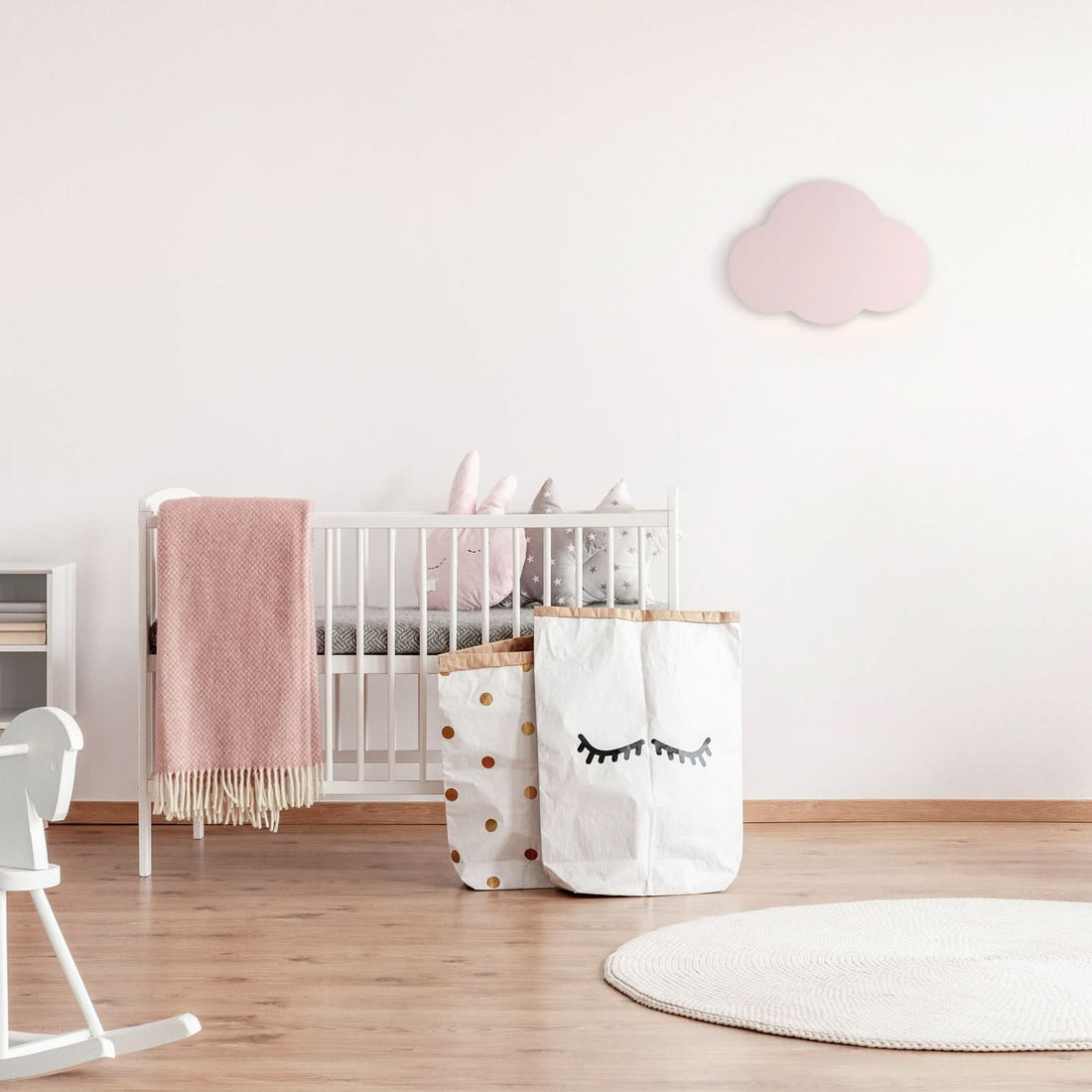 Applique murale Cloud en acier, rose, 2 lumières, hauteur 27 cm