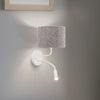 Applique murale Roller en tissu, blanc et gris, 2 lumières, hauteur 30 cm