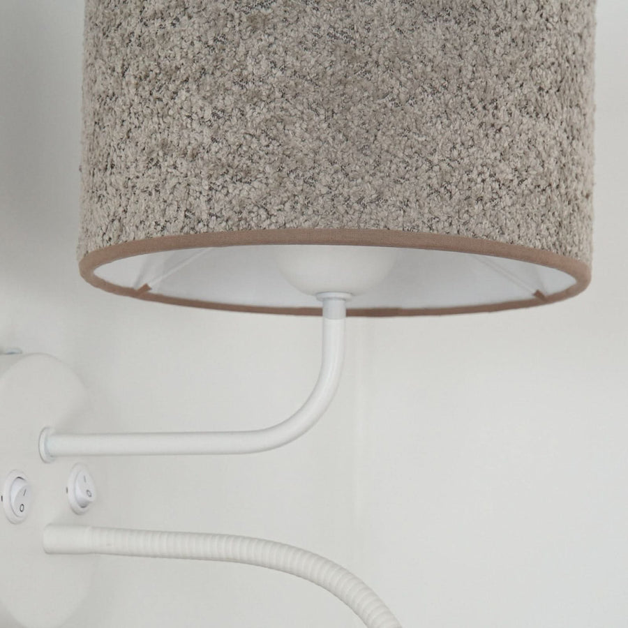 Applique murale Roller en tissu, blanc et gris, 2 lumières, hauteur 30 cm