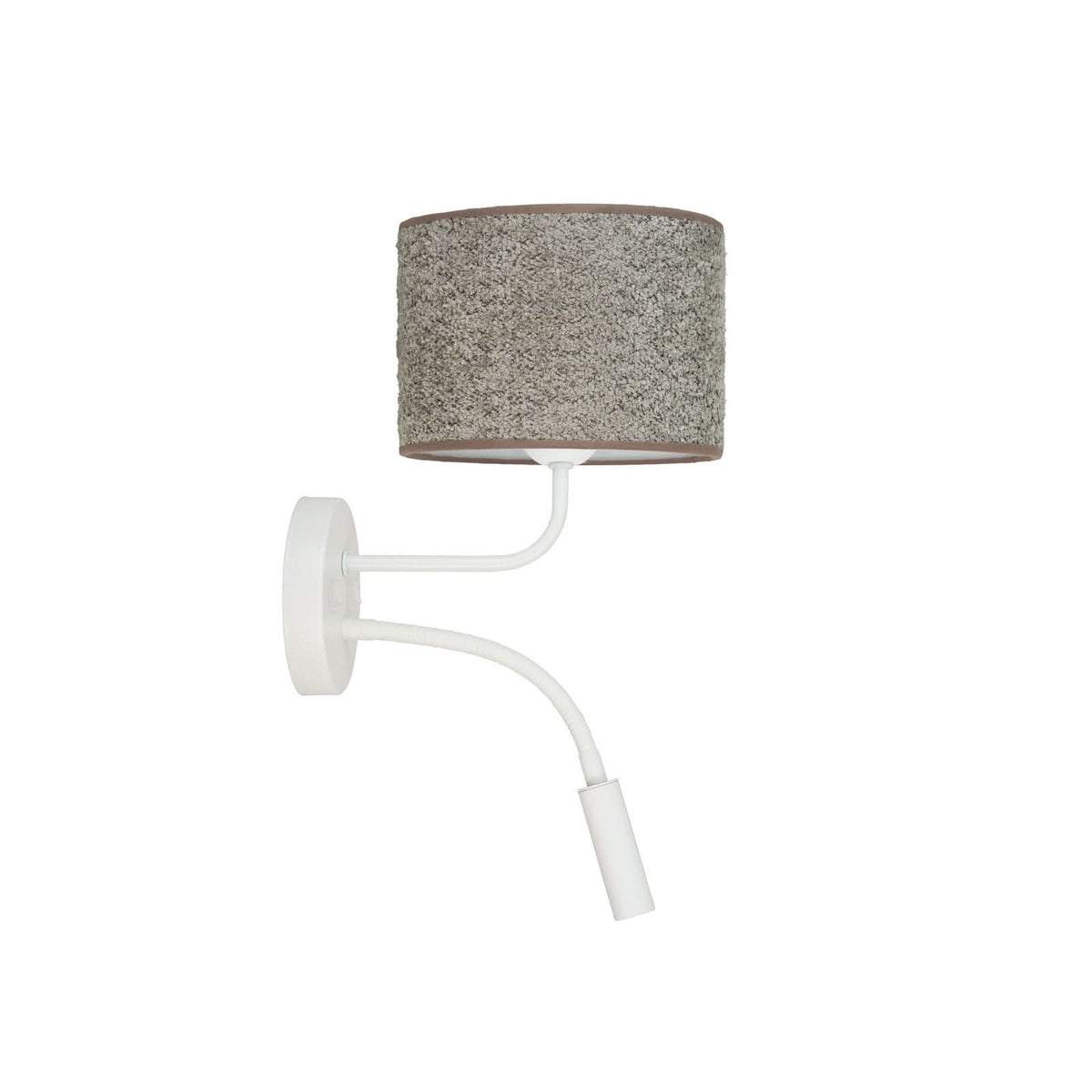Applique murale Roller en tissu, blanc et gris, 2 lumières, hauteur 30 cm