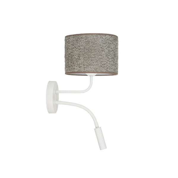 Applique murale Roller en tissu, blanc et gris, 2 lumières, hauteur 30 cm
