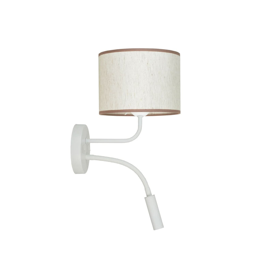 Applique murale Roller en coton, blanc et crème, 2 lumières, hauteur 30 cm