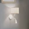 Applique murale Roller en coton, blanc et crème, 2 lumières, hauteur 30 cm