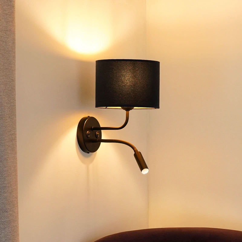 Applique murale Roller en velours, noir et bleu foncé, 2 lumières, hauteur 30 cm