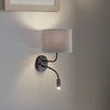 Applique murale Roller en velours, noir et gris, 2 lumières, hauteur 30 cm