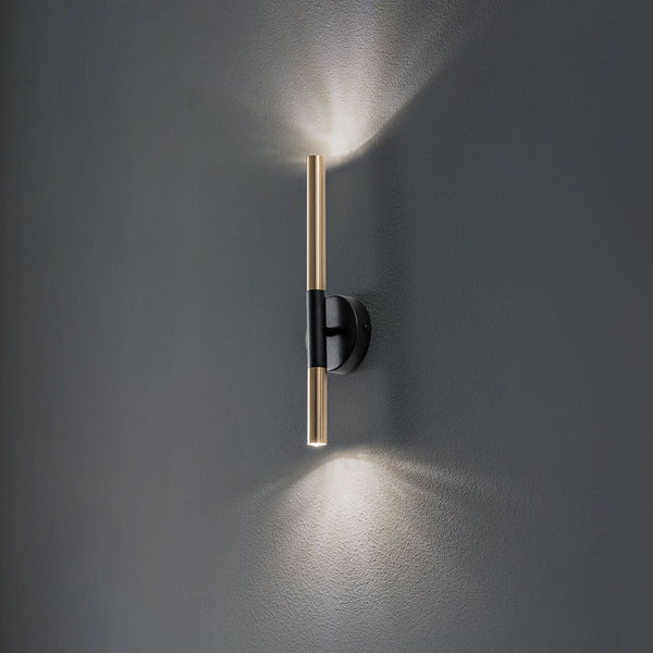 Applique murale Sopel Lux en verre, doré et noir, 2 lumières, hauteur 38 cm