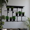 Applique murale Shelf en bois, noir mat, 4 lumières, hauteur 75 cm