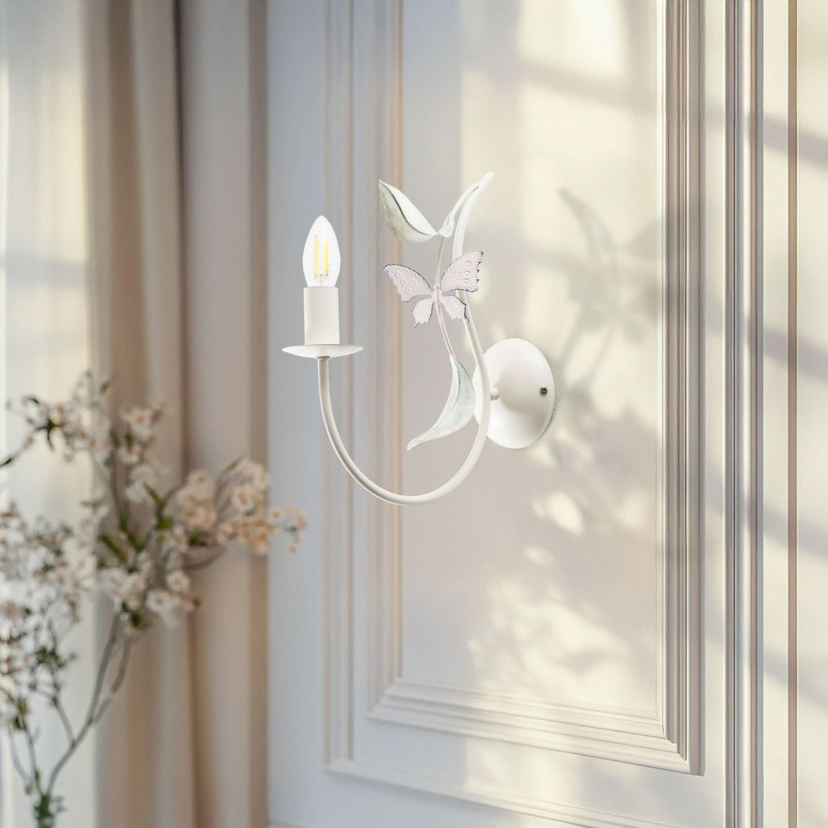 Applique murale Summer en acier, blanc, hauteur 35 cm