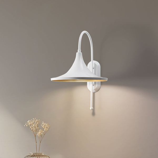 Applique murale Enjolino en métal, blanc, hauteur 48 cm