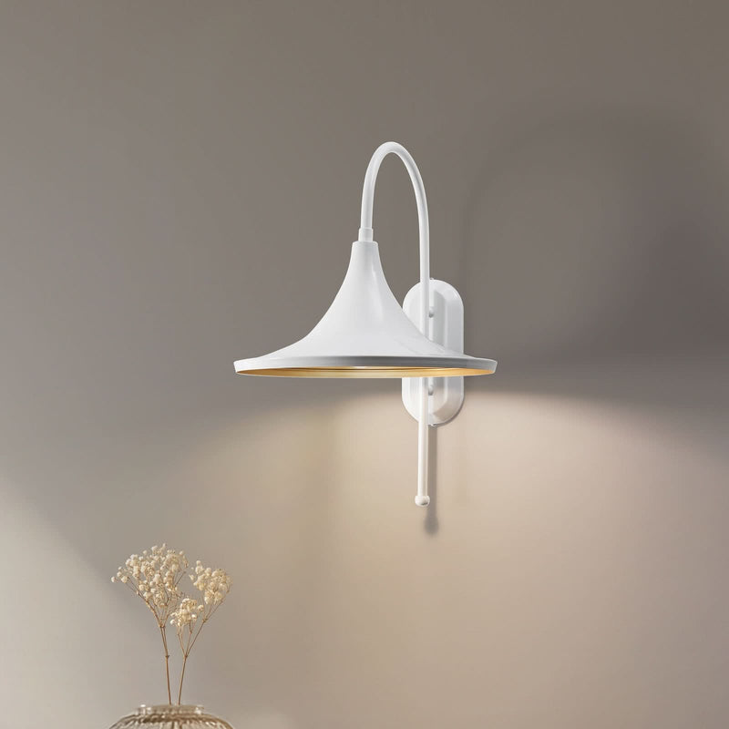 Applique murale Enjolino en métal, blanc, hauteur 48 cm