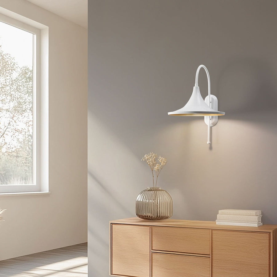 Applique murale Enjolino en métal, blanc, hauteur 48 cm