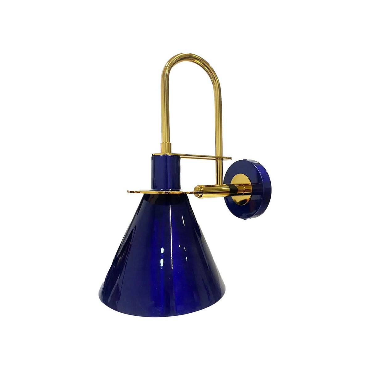 Applique murale Ramsay en métal, bleu marine et doré, Ø 25 cm