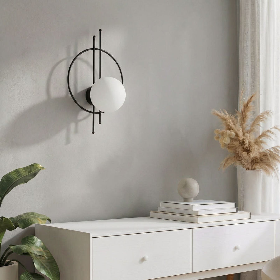 Applique murale Vintoise en verre, noir et blanc, hauteur 55 cm
