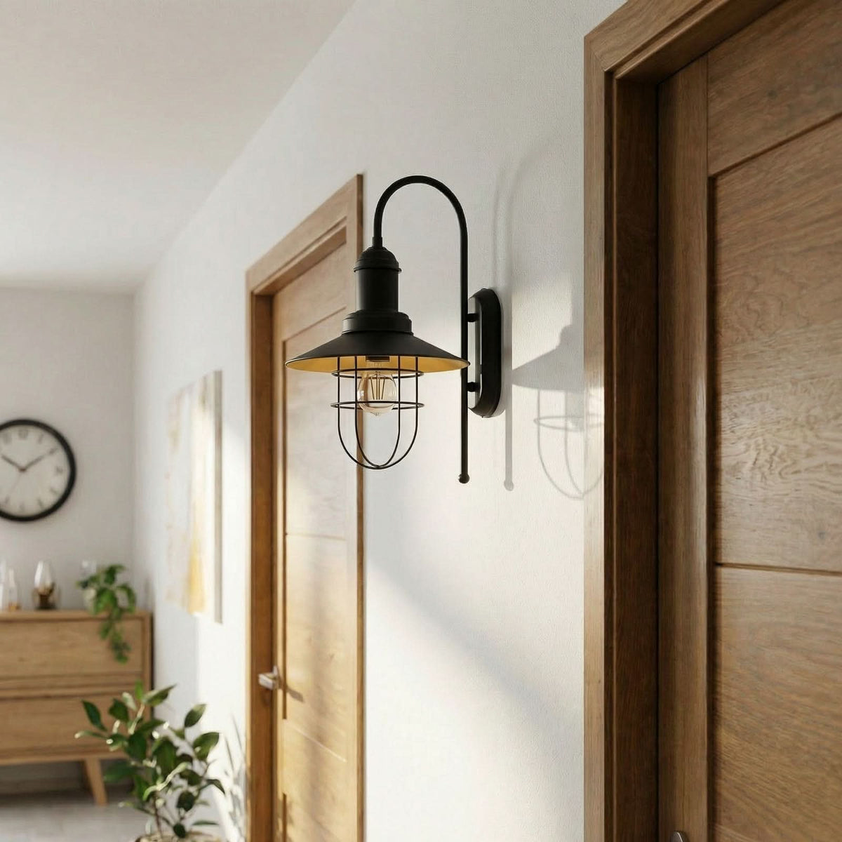 Applique murale Gadi en métal, noir, hauteur 48 cm