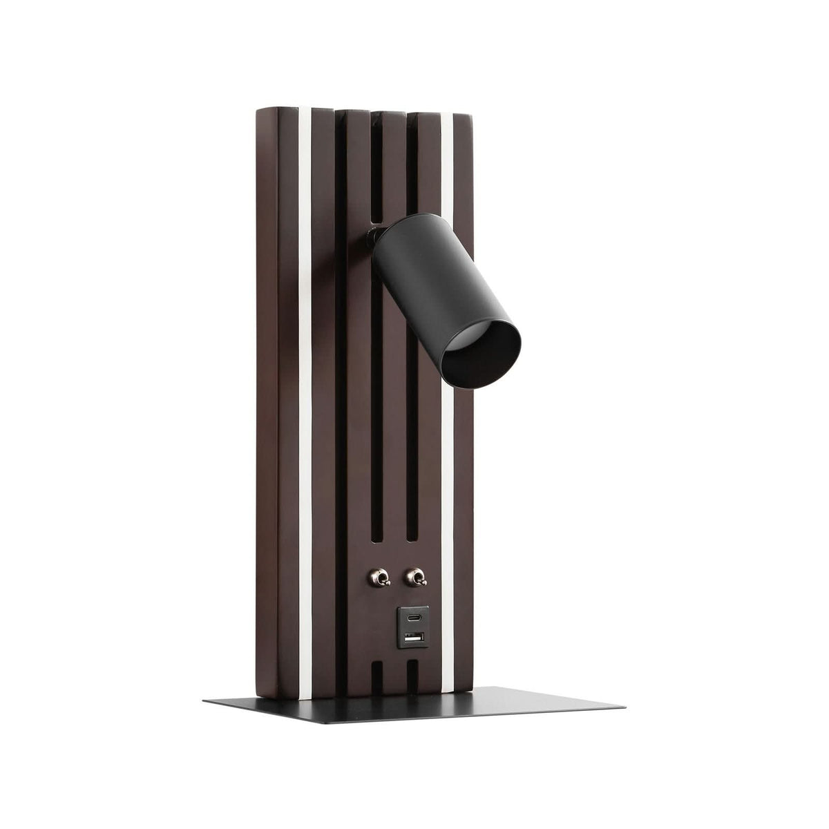 Applique murale LED Tiron en chêne, bois et noir, hauteur 35 cm