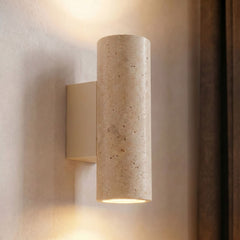 Applique murale Tavira en pierre, beige, 2 lumières, hauteur 23 cm