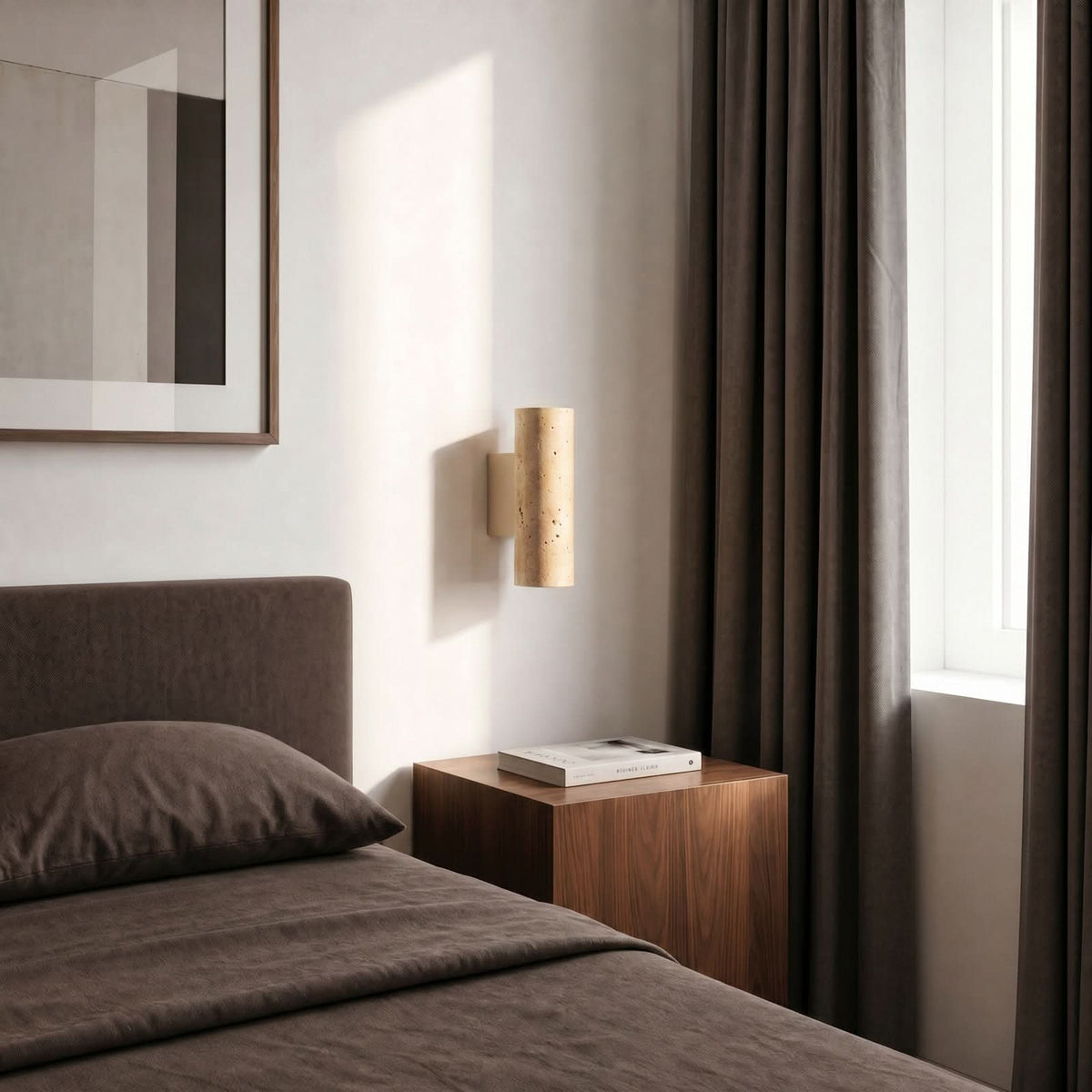 Applique murale Tavira en pierre, beige, 2 lumières, hauteur 23 cm
