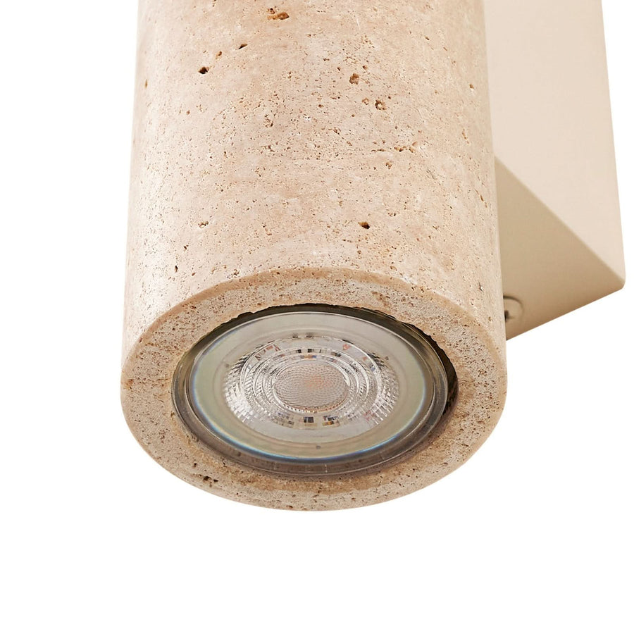 Applique murale Tavira en pierre, beige, 2 lumières, hauteur 23 cm