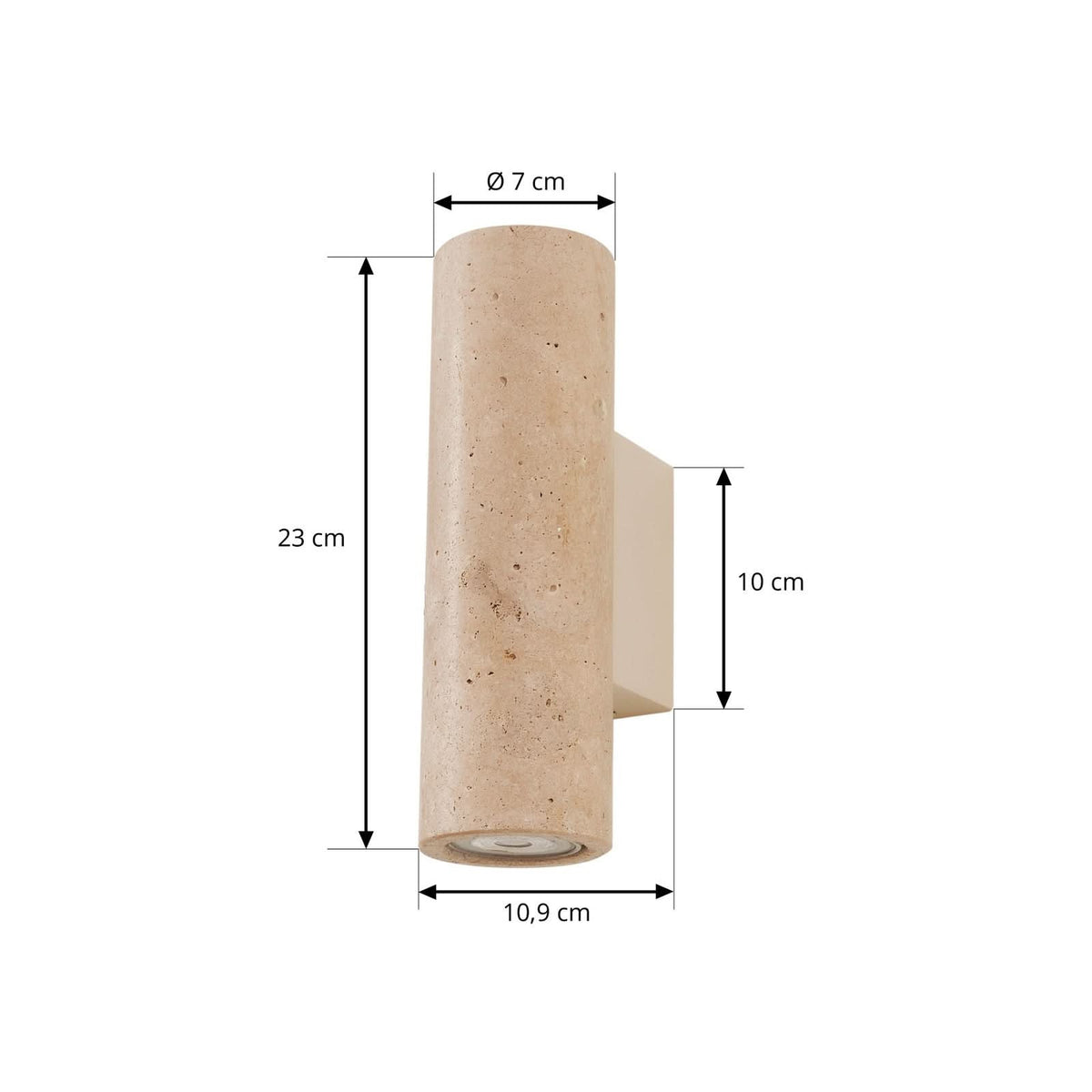 Applique murale Tavira en pierre, beige, 2 lumières, hauteur 23 cm