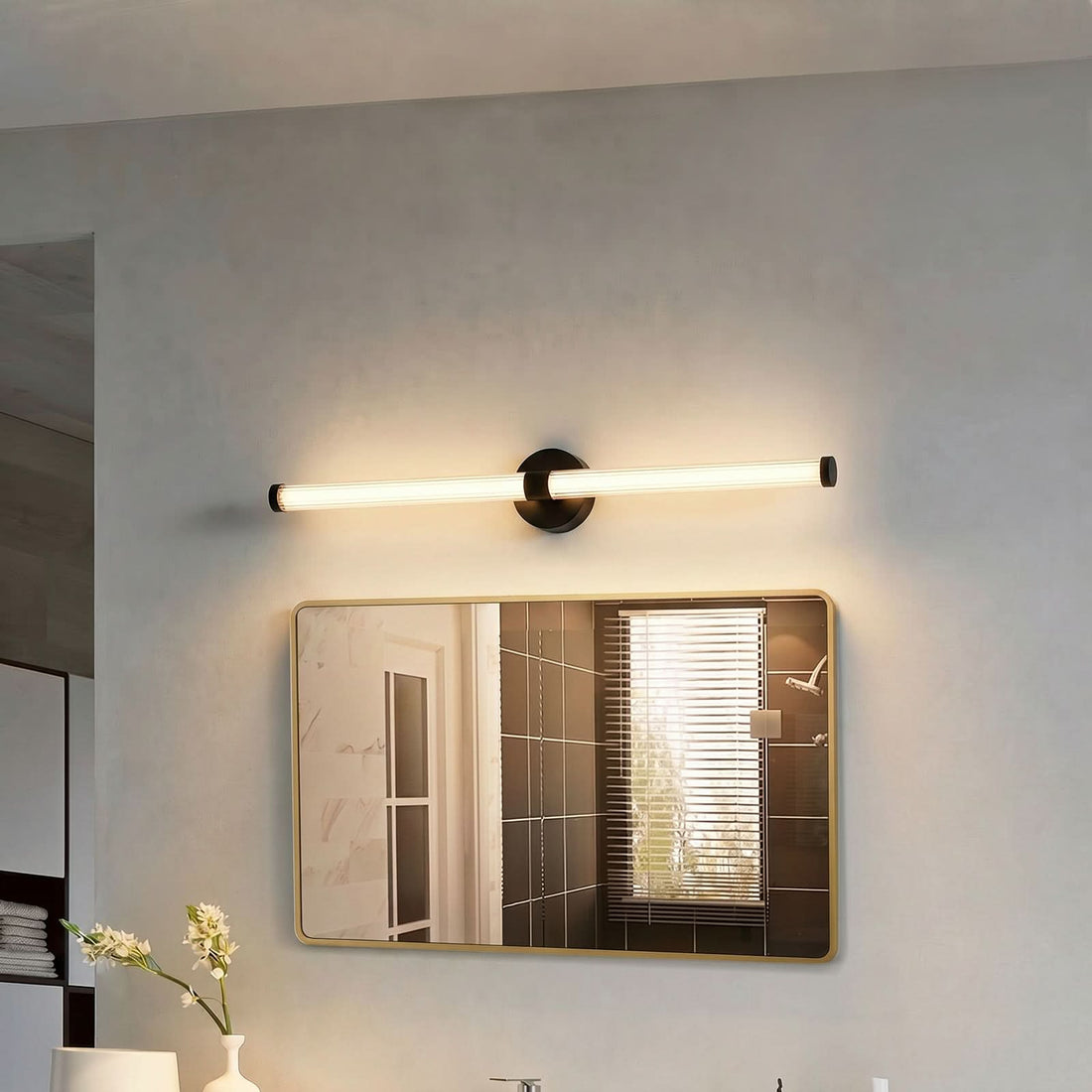 Applique murale LED Melisa en verre, noir, hauteur 9,4 cm, IP44