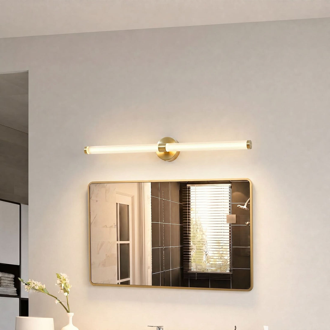 Applique murale LED Melisa en verre, doré, hauteur 9,4 cm, IP44
