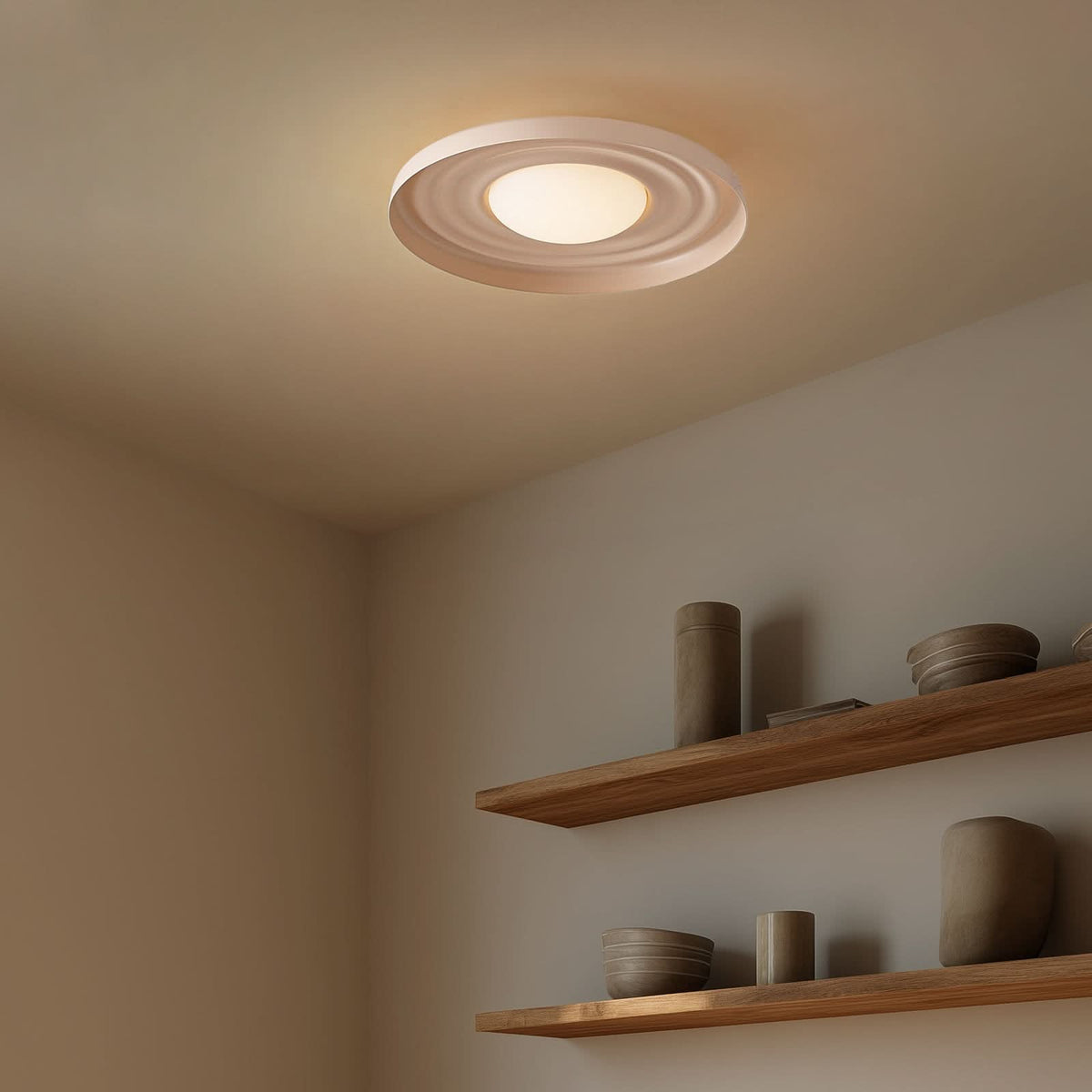 Applique murale LED Waves en métal, beige, Ø 43 cm