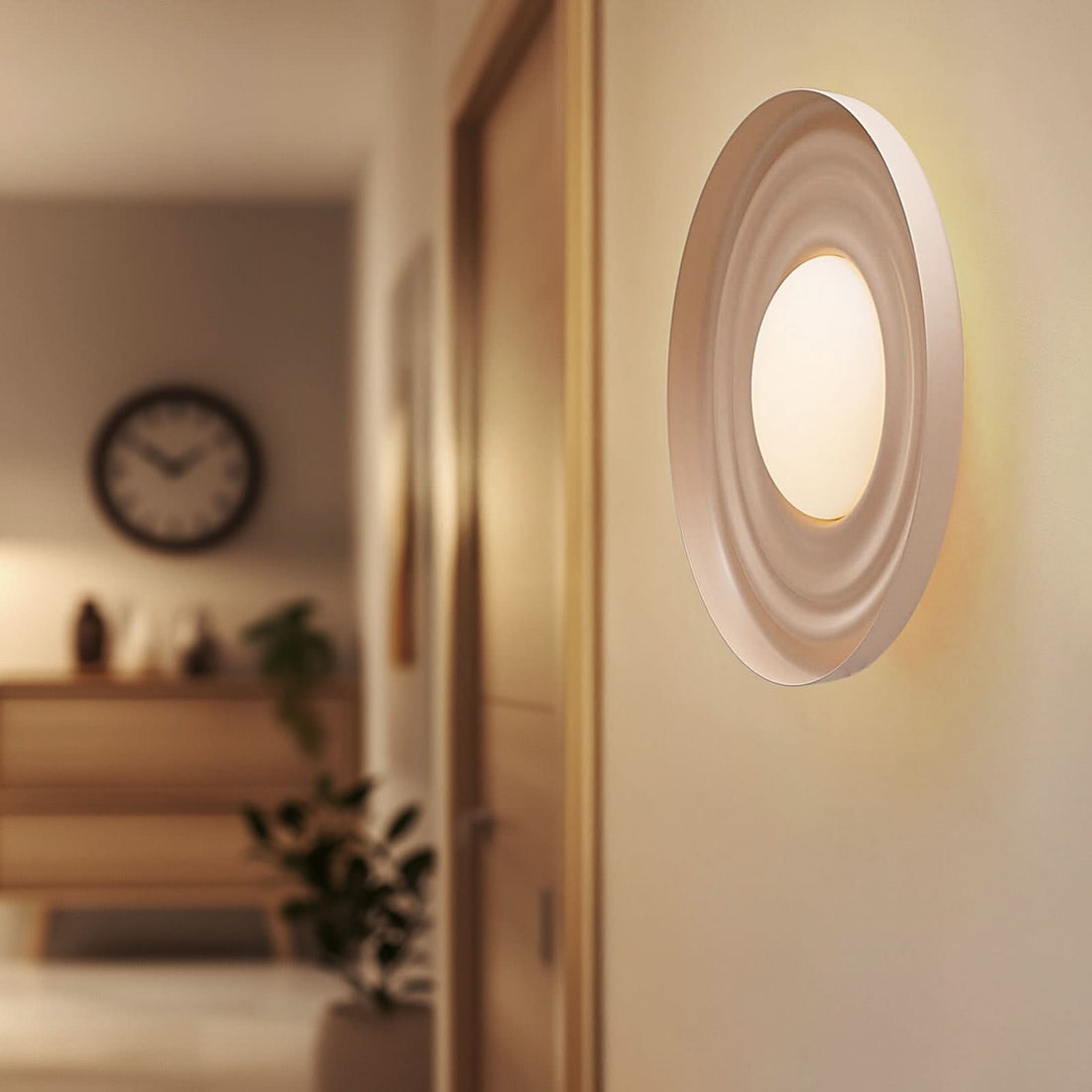 Applique murale LED Waves en métal, beige, Ø 43 cm