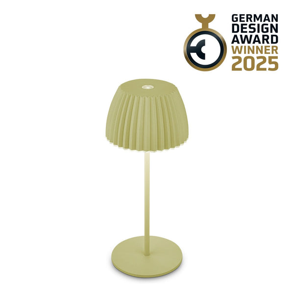 Lampe à poser d'extérieur LED rechargeable Brilo en métal, vert, Ø 8,5 cm, IP44