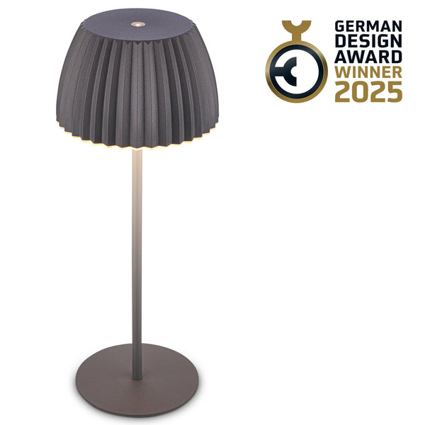 Lampe à poser d'extérieur LED rechargeable Brilo en métal, anthracite, Ø 14,3 cm, IP44