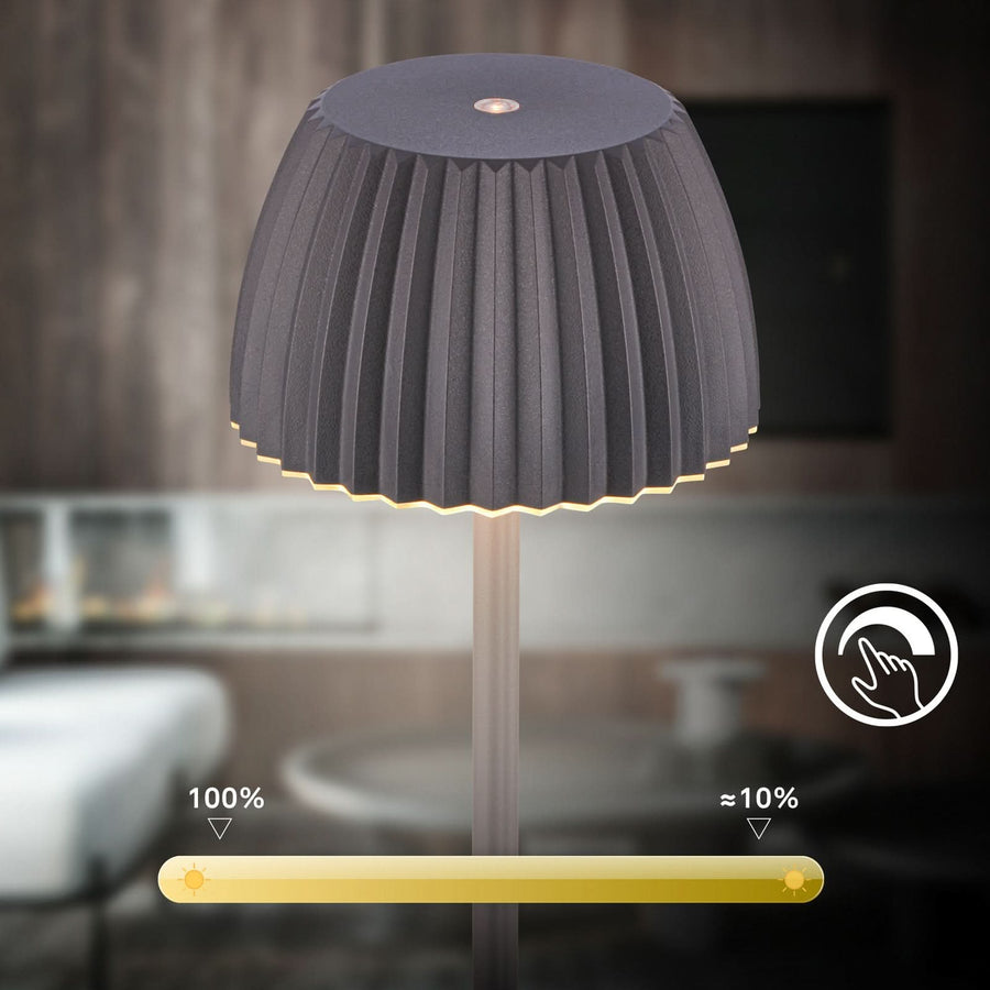 Lampadaire d'extérieur LED rechargeable Brilo en métal, anthracite, Ø 19 cm, IP44