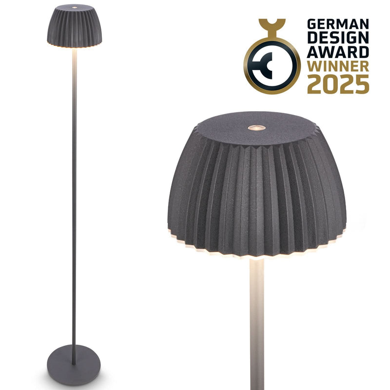 Lampadaire d'extérieur LED rechargeable Brilo en métal, anthracite, Ø 19 cm, IP44