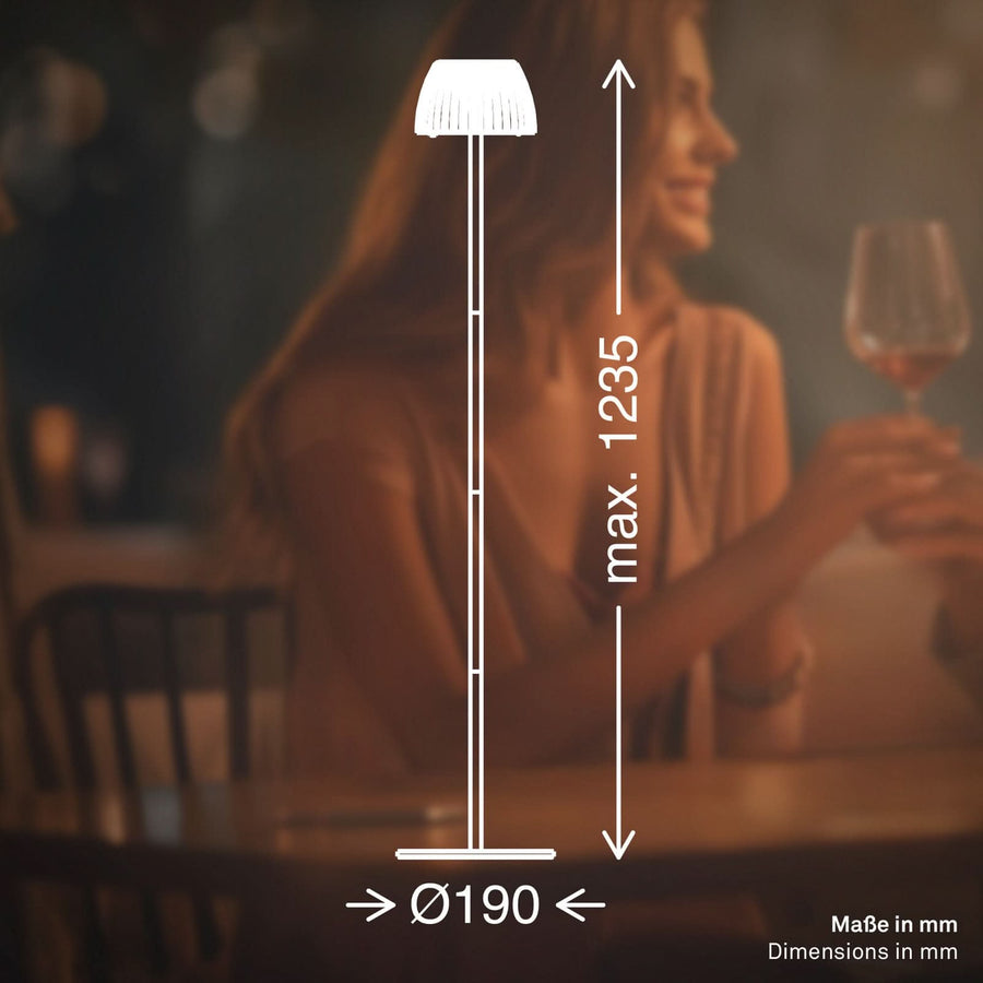Lampadaire d'extérieur LED rechargeable Brilo en métal, anthracite, Ø 19 cm, IP44