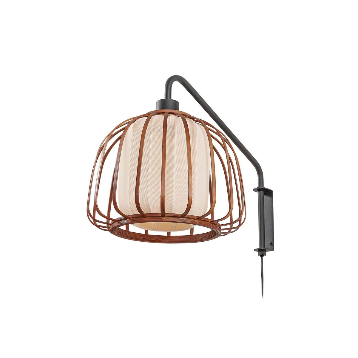 Applique murale Davella en bambou, bois et noir, hauteur 28 cm