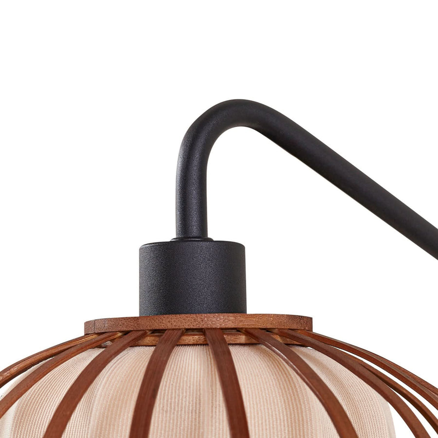 Applique murale Davella en bambou, bois et noir, hauteur 28 cm