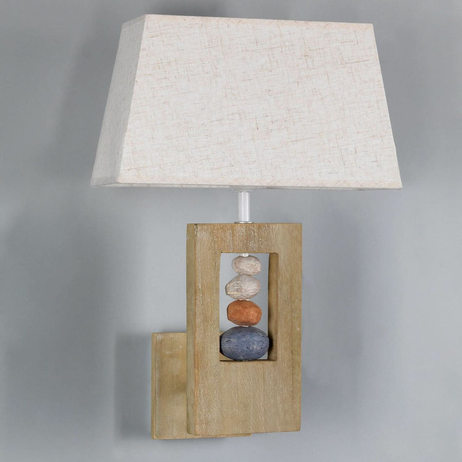 Applique murale Miriel en bois, beige, hauteur 48 cm