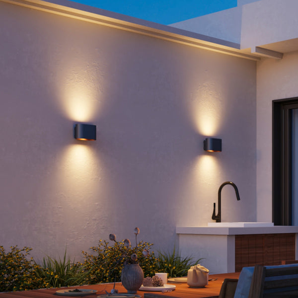 Applique d'extérieur LED Potenza en aluminium, noir et doré, hauteur 10,5 cm, IP54