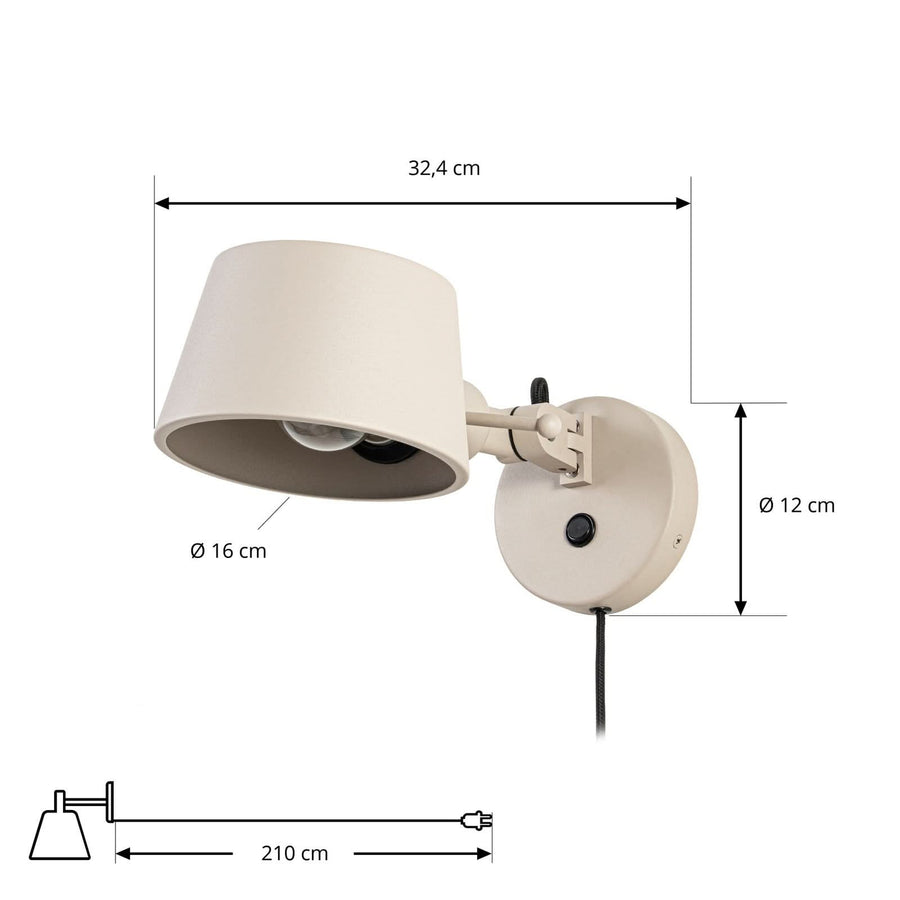 Applique murale Silka en métal, beige, hauteur 14 cm, 15 W, largeur 16 cm