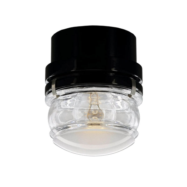 Applique murale LED Fresnel en verre, noir, Ø 10 cm, IP44
