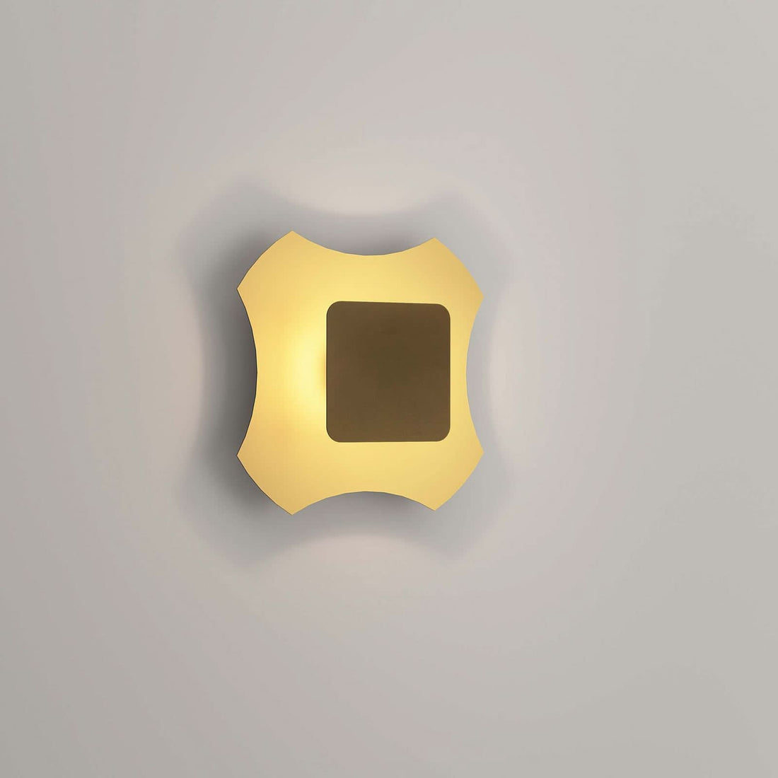 Applique murale LED Ornato Square en aluminium, doré et marron, hauteur 34,2 cm