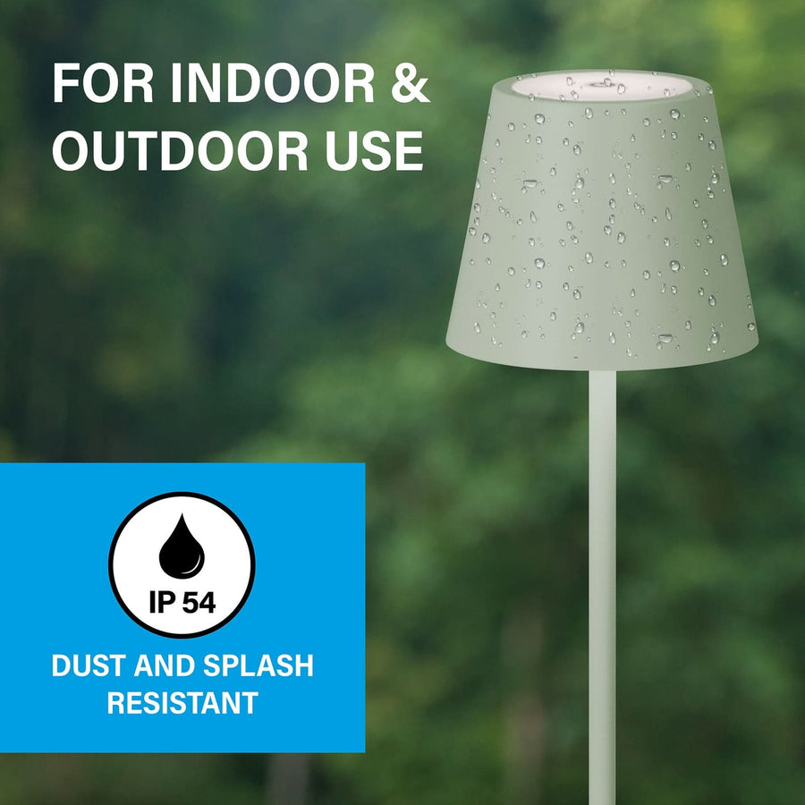 Lampe à poser d'extérieur LED rechargeable Viletto en métal, vert, Ø 11 cm, IP54