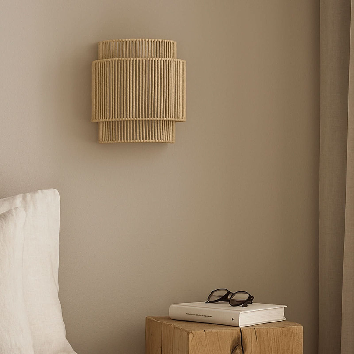 Applique murale Anuva en papier, beige, hauteur 25 cm
