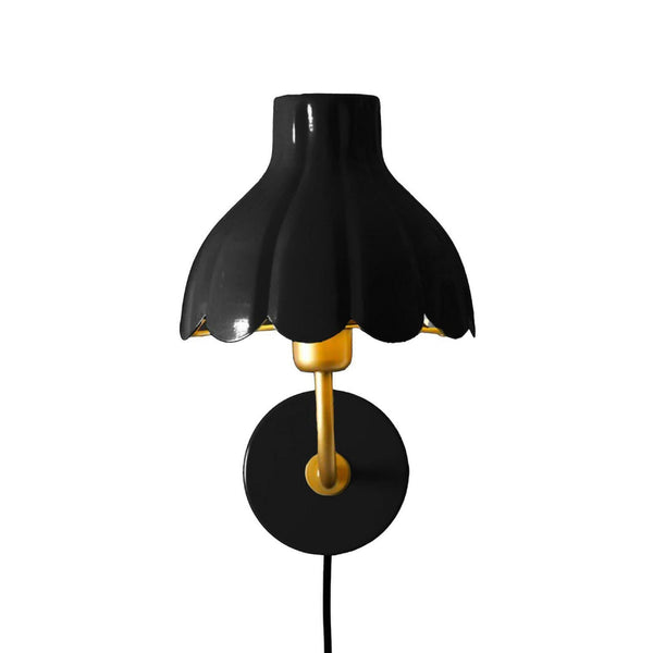 Applique murale Wells en métal, noir et doré, hauteur 35 cm