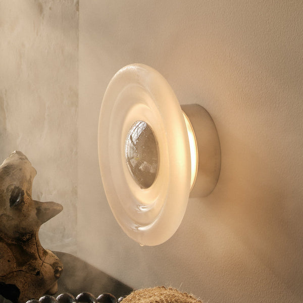 Applique murale LED Press Sphere Mini en verre, blanc satiné, Ø 21,5 cm