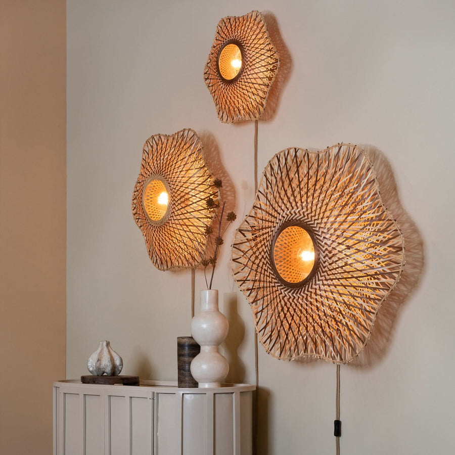 Applique murale Madura en bambou, bois et marron, Ø 44 cm