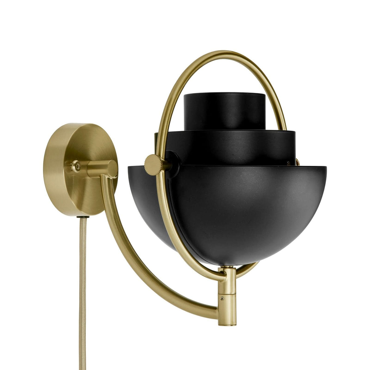 Applique murale Multi-Lite en laiton, noir, hauteur 21 cm