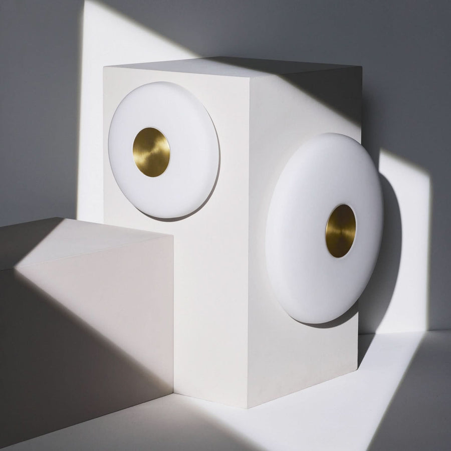 Applique murale LED Glint en verre, blanc, Ø 36 cm