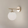 Applique murale Roe en verre, doré brillant et blanc satiné, hauteur 24 cm