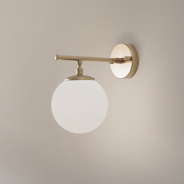 Applique murale Roe en verre, doré brillant et blanc satiné, hauteur 24 cm