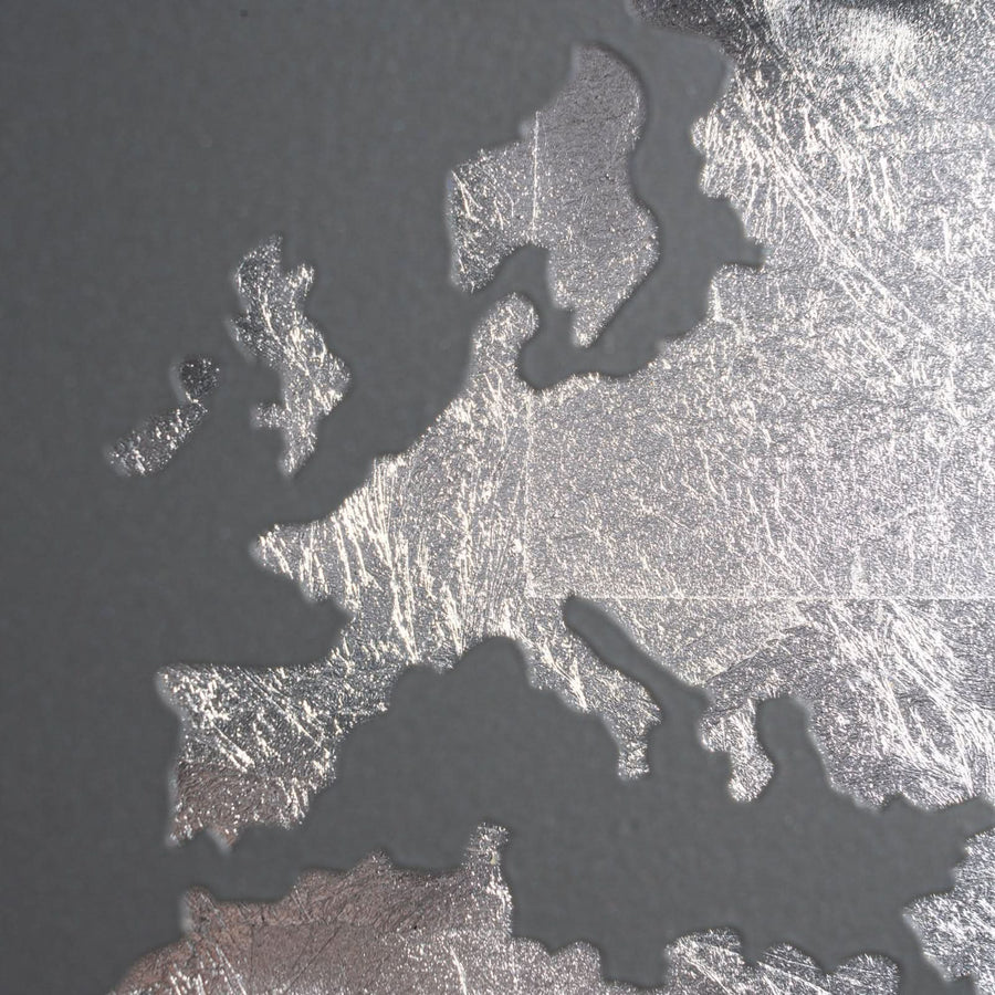 Applique murale LED World en métal, noir et argenté, hauteur 30 cm